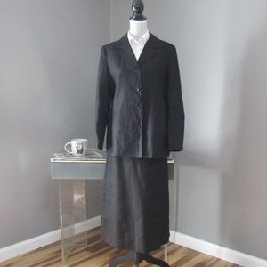 Vintage Talbots Black Irish Linen Skirt & Blazer Suit